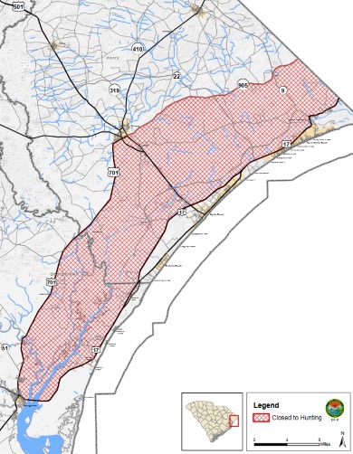 Downloadable Map of Waccamaw temporary hunting closures