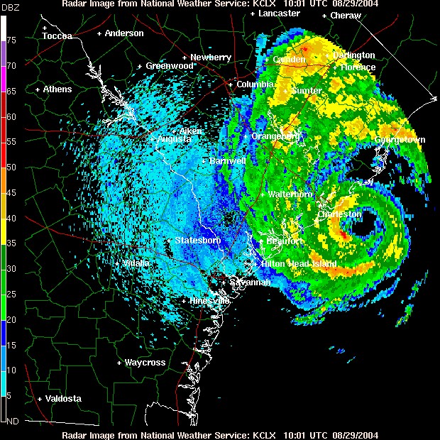 Charleston NWS Radar, Aug 29, 2004 6 A.M, shows Gaston approaching the Coast.jpg
