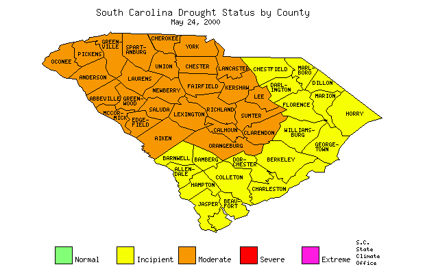 South Carolina Drought Map for May 24, 2000