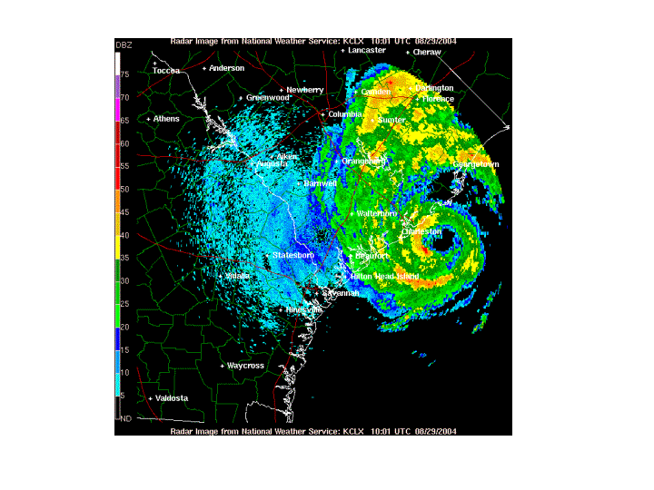 Charleston,SC radar showing Gaston