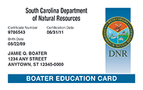 SCDNR Boater Education Card