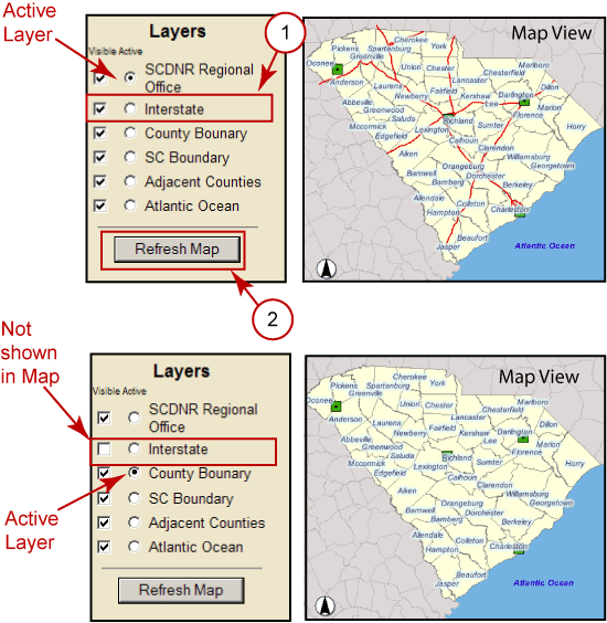 Example on how to turn layers visible and active