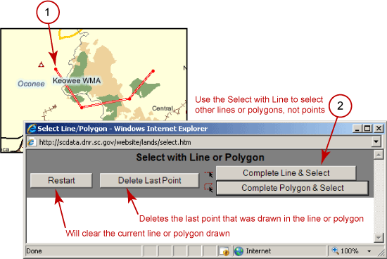 Example of Select by line tool