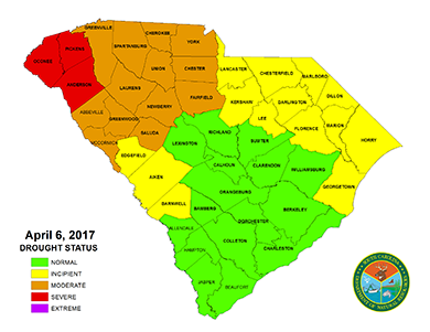 Drought map of South Carolina