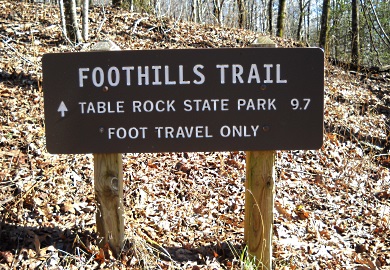 Foothills Trail from Sassafras Mountain to Table Rock State Park is open to hikers as of January 20, 2017
