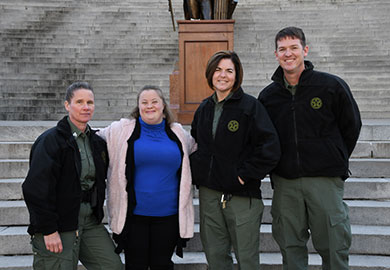 Representing the South Carolina Department of Natural Resources in the run is (left to right) Sgt. Raquel Salter, Cpt. Karen Swink and 1st Sgt. Earl Pope. (SCDNR photo by Kaley Lawrimore).