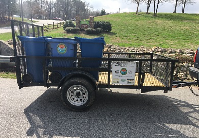 Volunteers in Greenville transport recycled oyster shells from the Shuckin Shack Oyster Bar to a quarantine location provided by Renewable Water Resources. (Photo: SCDNR)