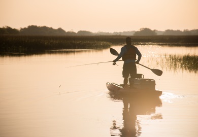 Fishing and kayaking on Santee Lakes (SCDNR photo by Taylor Main)