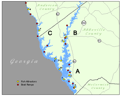 Lake Russell Fishing Map Scdnr - Fish Attractor Maps