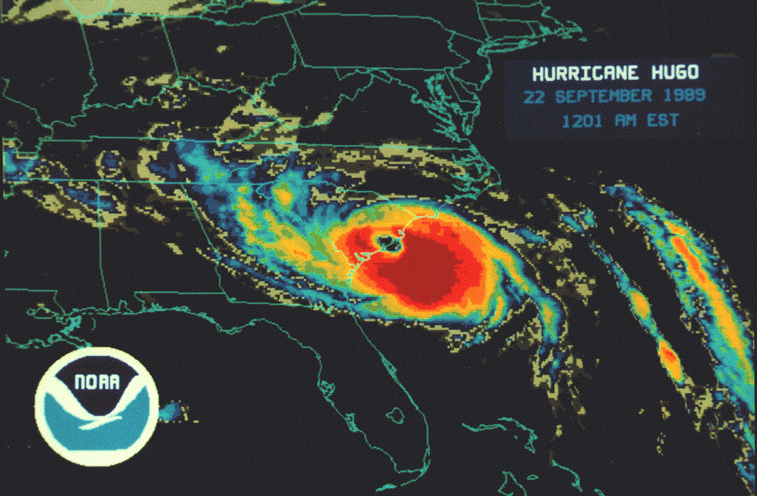 Hurricane Hugo at 12:01AM EST (NOAA)