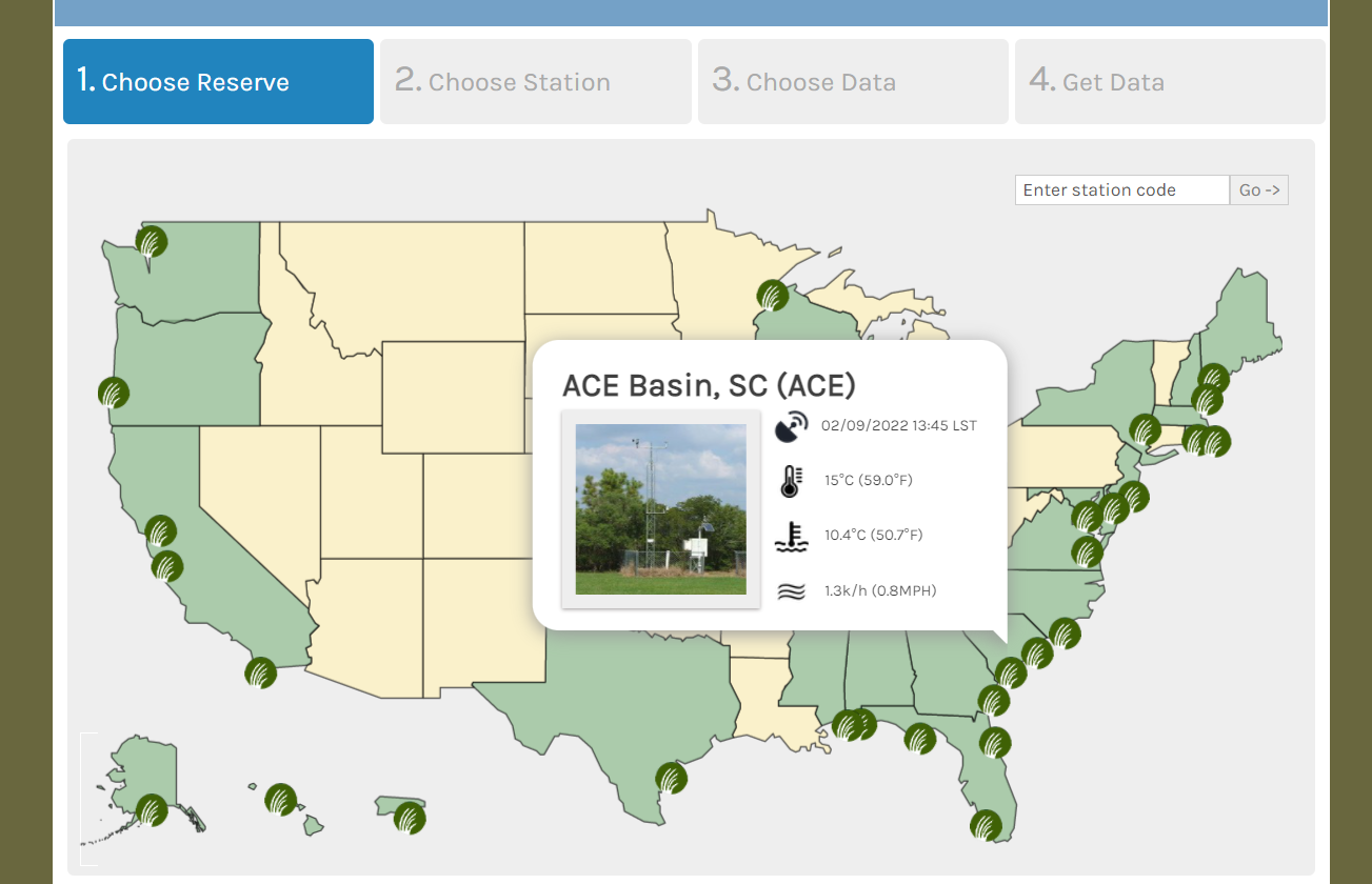 SCDNR location on a Data Map
