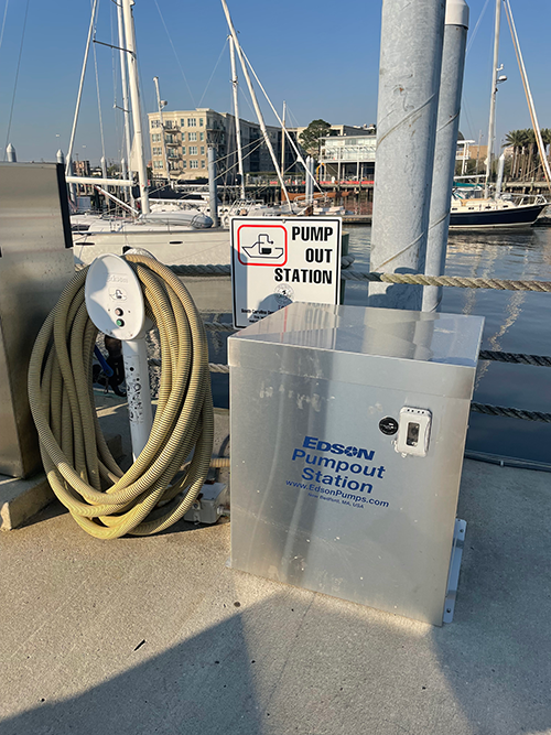 a fixed pumpout located at Charleston Maritime Center
