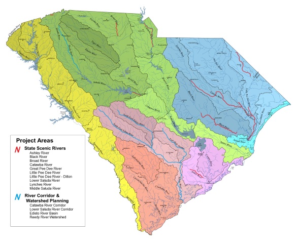 Map of Scenic Rivers in South Carolina